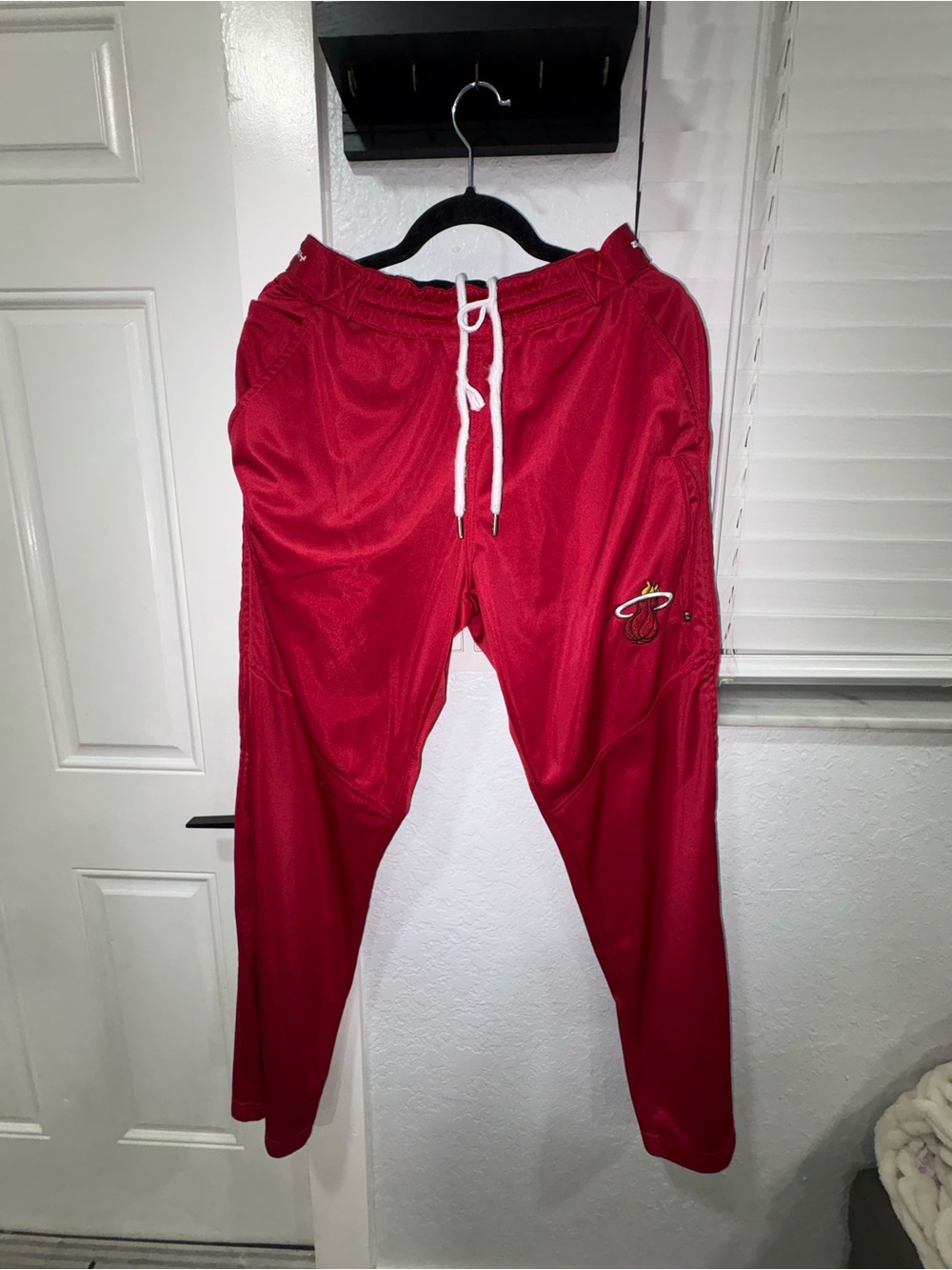 Men's Red Athletic Joggers with White Drawstring